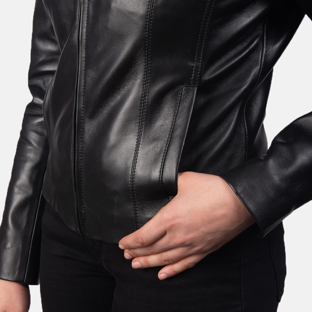 Colette Black Leather Jacket For Women 6-1551971655070