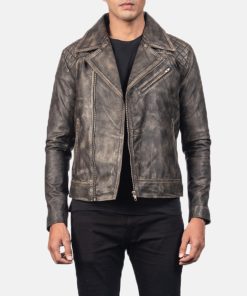 Men's Danny Quilted Brown Leather Biker Jacket