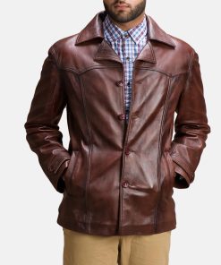 Mens Vincent Alley Brown Leather Jacket