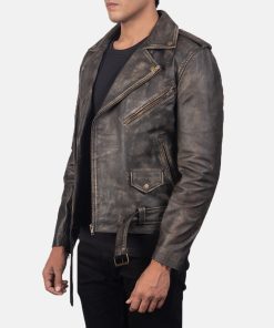 Alternative view of Men's Allaric Alley Distressed Brown Leather Biker Jacket