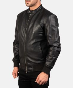 Alternative view of Men's Avan Black Leather Bomber Jacket