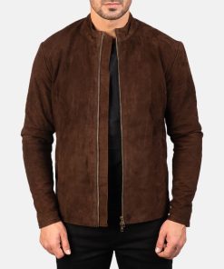 Men's Charcoal Mocha Suede Biker Jacket