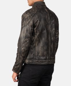 Alternative view of Men's Gatsby Distressed Brown Leather Biker Jacket