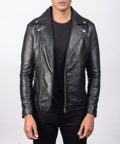 Men's Noah Black Leather Biker Jacket