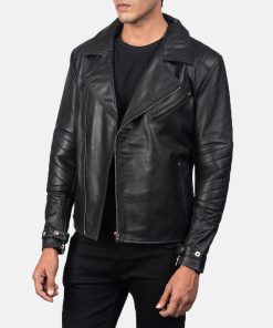 Alternative view of Men's Raiden Black Leather Biker Jacket