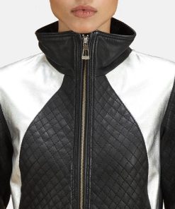Alternative view of Silver and Black Bomber Jacket Zoom