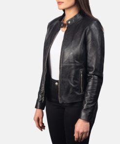 Alternative view of Rave Black Leather Biker Jacket For Women